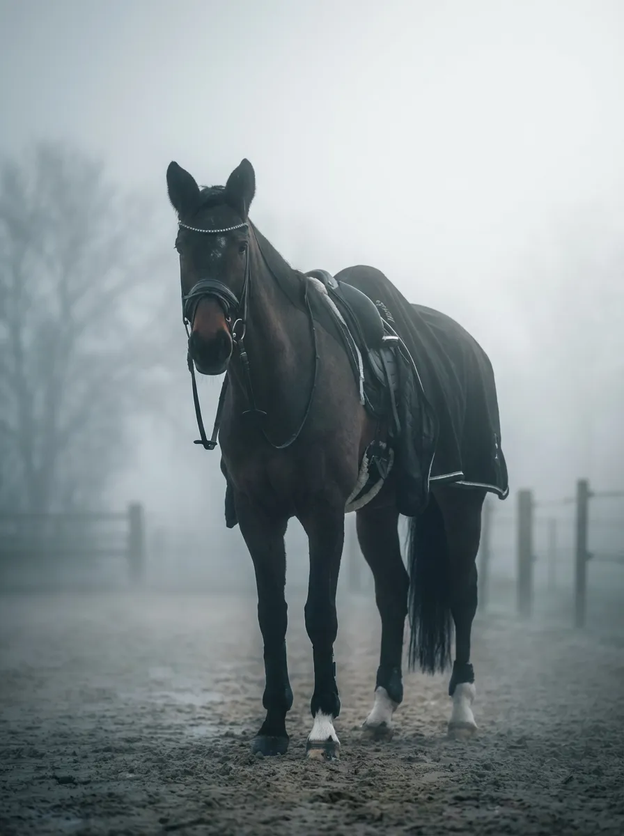 Mist & Mystery – Horse portrait in mysterious morning mist